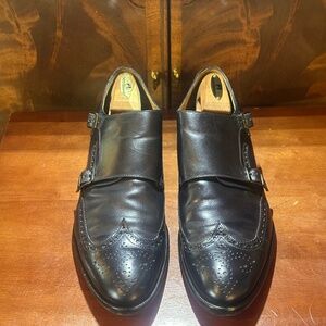Curatore Black Wingtip Double Monk Strap Shoes